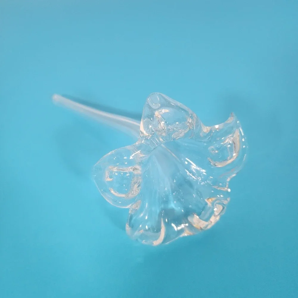 Vintage Hand Blown Clear Glass Lily Flower Shaped Single Bud Vase Unique